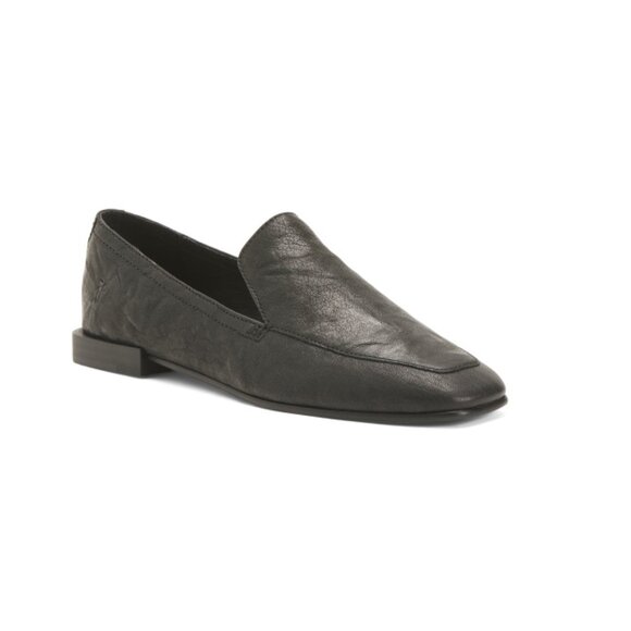 FRYE Black Leather Claire Venetian Flats